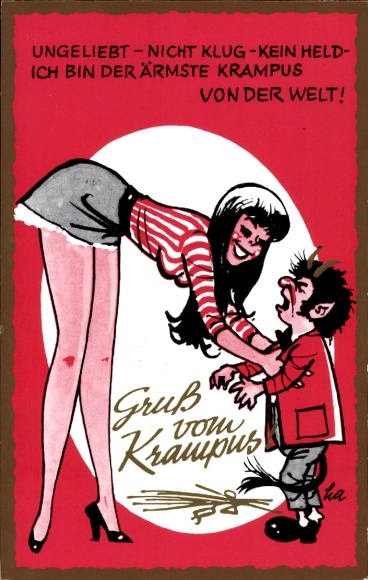 Artysta KP Krampus, niekochany, nie mądry, nie bohater, brunetka w minispódniczce, nogach, piersiach