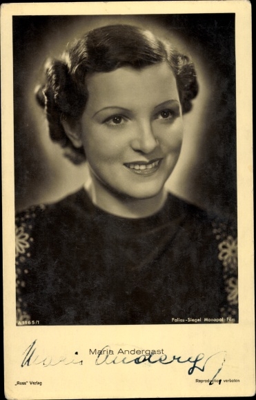 Postcard actress Maria Andergast, Ross Verlag, autograph