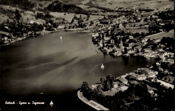 Ak Rottach Egern in Oberbayern, Fliegeraufnahme, Tegernsee