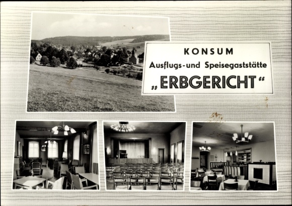 Postcard Raschau Markersbach Erzgebirge, panorama, excursion and restaurant Erbgericht