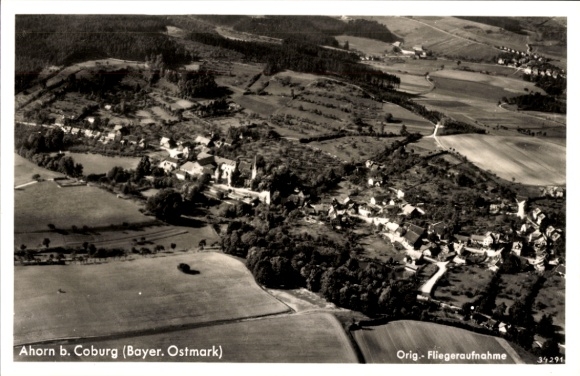 Postcard Ahorn in Upper Franconia, aerial photograph