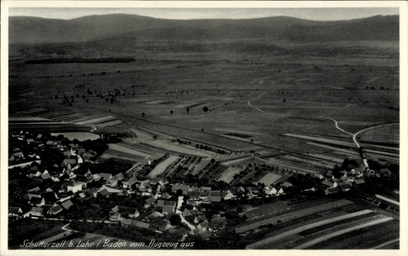 Postcard Schutterzell Neuried in Baden, aerial photograph