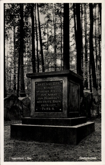 Ak Herrnhut Sachsen, Gedenkstein im Wald