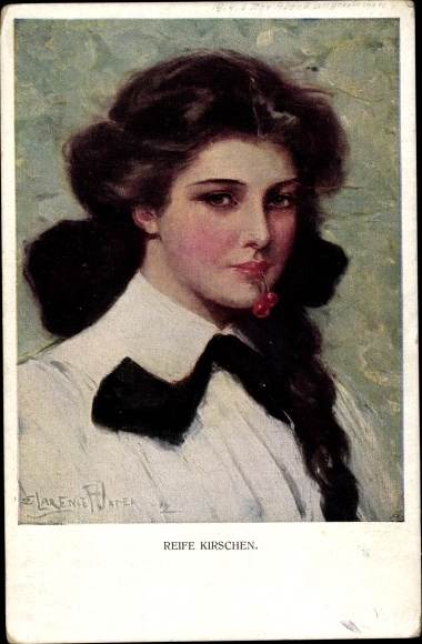Artist PC Underwood, Clarence, rijpe kersen, portret van een vrouw