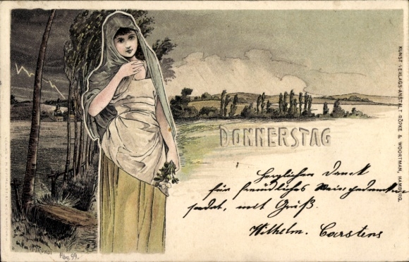 Artist Chromo-Litho Thursday, Allegory, Woman, Thunderstorm
