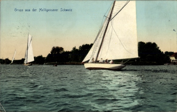 Postcard Berlin Reinickendorf Heiligensee, Heiligensee Switzerland, sailing boats