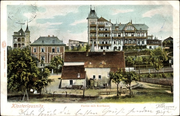 Ak Bad Klosterlausnitz in Thüringen, Partie mit dem Kurhaus, Wohnhäuser