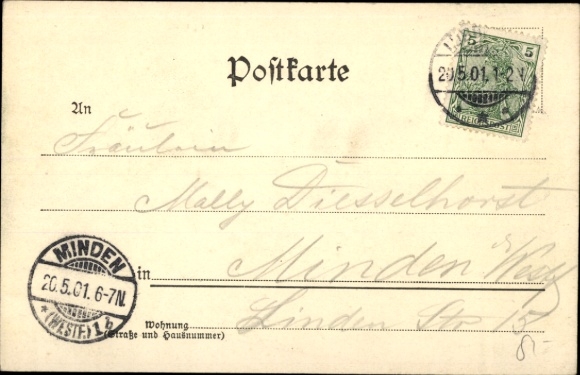 Postcard Lübbecke in Westphalia, partial view, Bergertor