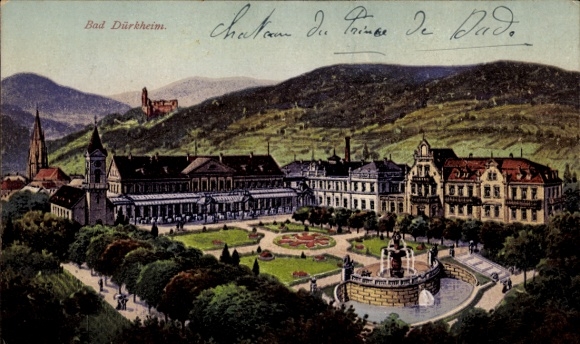 Ak Bad Dürkheim in der Pfalz, Ansicht des Schlosses, Gartenanlage, Bergsicht, historische Arch...
