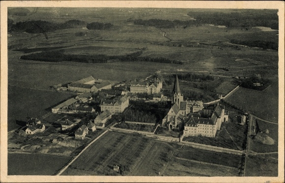 Postcard Eresing in Upper Bavaria, Saint Ottilien Archabbey, aerial photograph