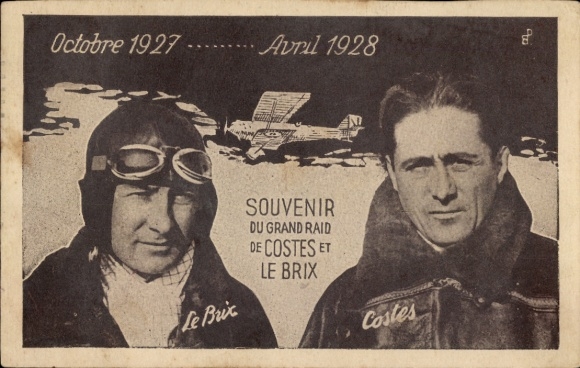 Postcard Air Race between le Brix and Costes, October 1927 - April 1928