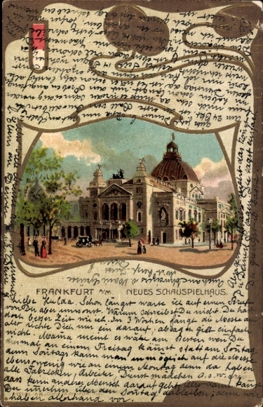 Embossed Passepartout Chromo-Litho Frankfurt am Main, Schauspielhaus