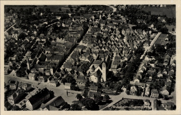 Postcard Mindelheim in Unterallgäu, aerial photograph