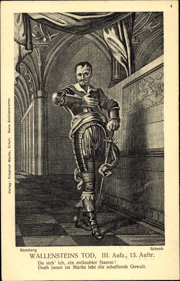 Kunstenaar Ak Ramberg, Wallenstein's Death, Scène, Daar sta ik, een bladloze stam...
