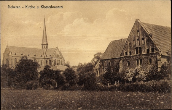 Postcard Bad Doberan in Mecklenburg, church and monastery brewery