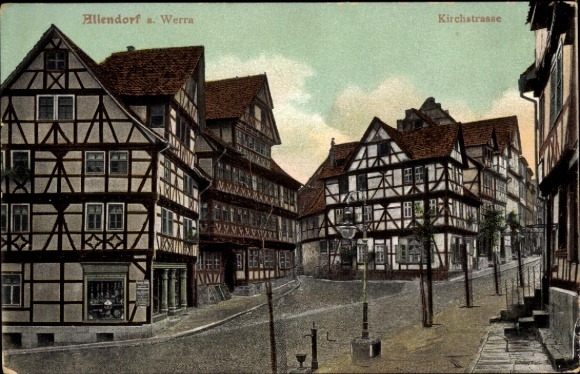 Postcard Allendorf an der Werra Hessen, Kirchstraße, half-timbered houses