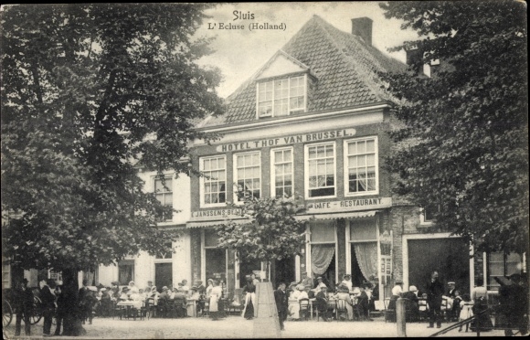 Postcard Sluis Zeeland Niederlande L&#39;Ecluse, Hotel &#39;t Hof van Brussels