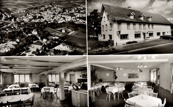 Postcard Bad Dürrheim in the Black Forest, aerial photograph, Gasthof Pension Blume