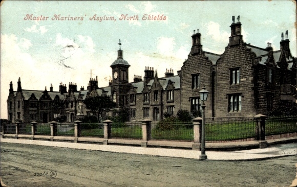 Postcard North Shields Tyne and Wear England, Master Mariners' Asylum, architecture, clock tower