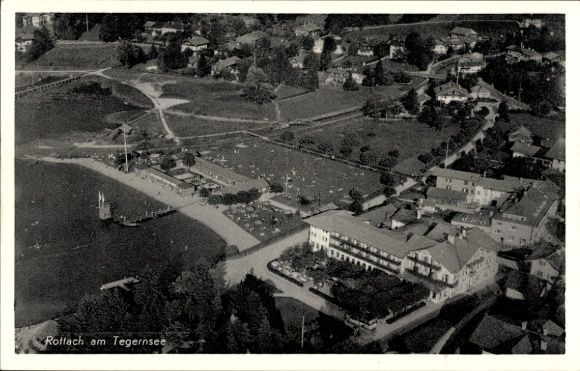 Ak Rottach Egern am Tegernsee Oberbayern, Wallberg, Luftaufnahme von Rottach, Tegernsee, Landscha