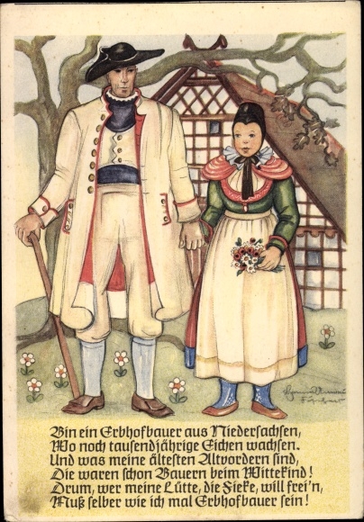 Artist PC Umrain Fischer, Hanne, Erbhofbauer from Lower Saxony and woman in costumes