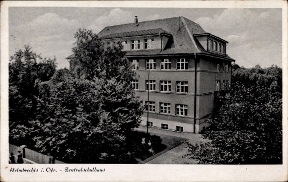 Postcard Helmbrechts in Upper Franconia, Central School