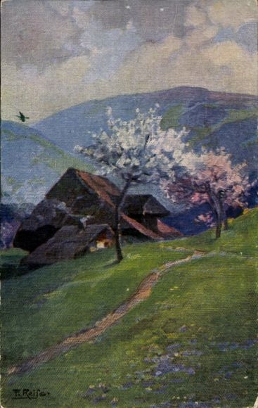 Artist Postcard Reiss, Fritz, Spring in the Black Forest