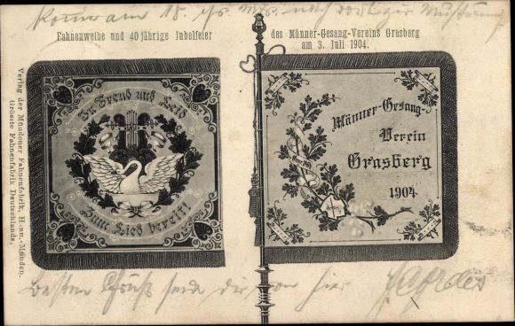 Postcard Grasberg in Lower Saxony, consecration of the flag and 40th anniversary of the male choir in 1904