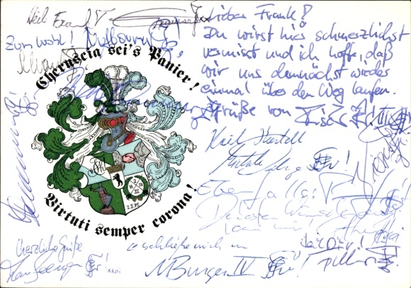 Studentika Postcard Berlin, Corps Cheruscia, Corps House Ringstraße 89, Coat of Arms, WSC