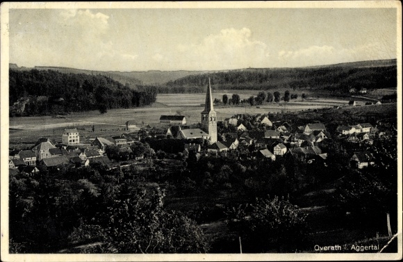 Postcard Overath in the Bergisches Land, total view of the village, Aggertal