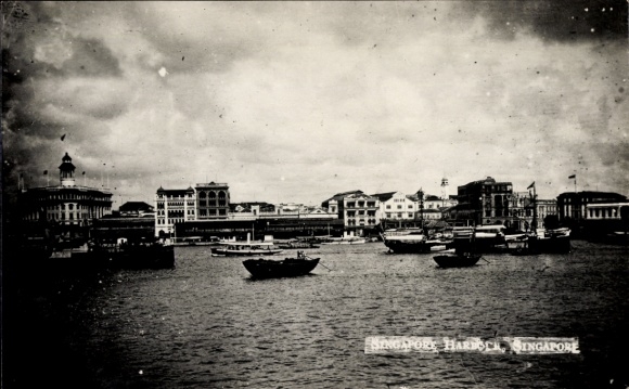 Ak Singapore Singapur, Hafen, Boote