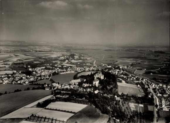 Ak Erbach im Odenwald Hessen,  Luftbild, Schloss, Fachwerkhäuser