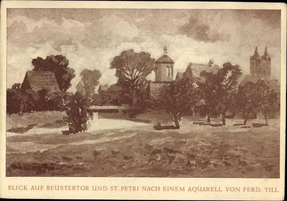 6 Ak im Umschlag, Seehausen in der Altmark,Aquarell von Ferd. Till, 800 Jahrfeier