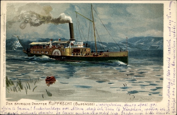 Kunstenaar Litho Diemer, Zeno, Bodensee, salonstoomboot Rupprecht