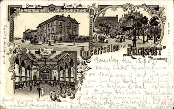 Chromo-Litho Lutherstadt Wittenberg, Etablissement Reichspost, Concert Halls, Owner Albert Muth