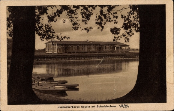 Postcard Goyatz Schwielochsee in Lower Lusatia, youth hostel, Schwielochsee