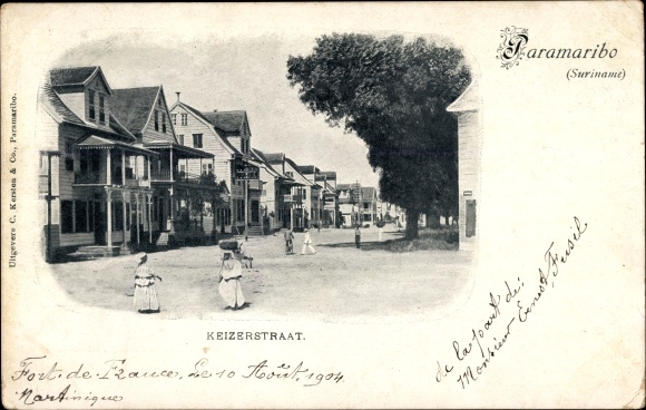 Postcard Paramaribo Suriname, Keizerstraat