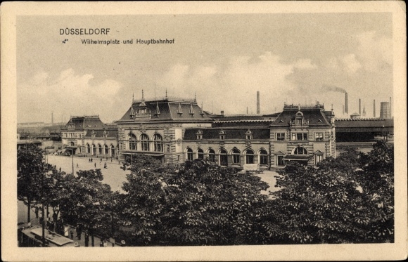 Ak Düsseldorf am Rhein, Wilhelmsplatz, Hauptbahnhof