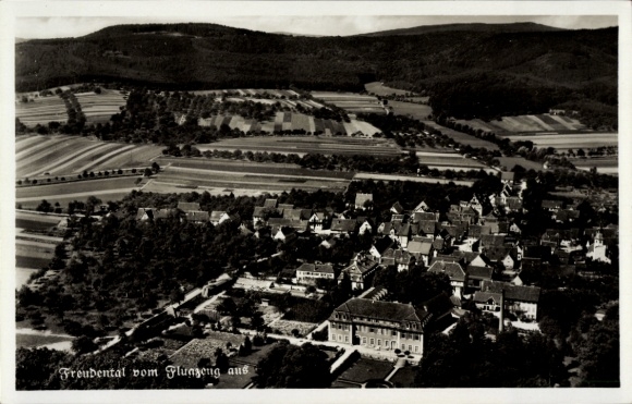 Postcard Freudental in Württemberg, aerial photograph