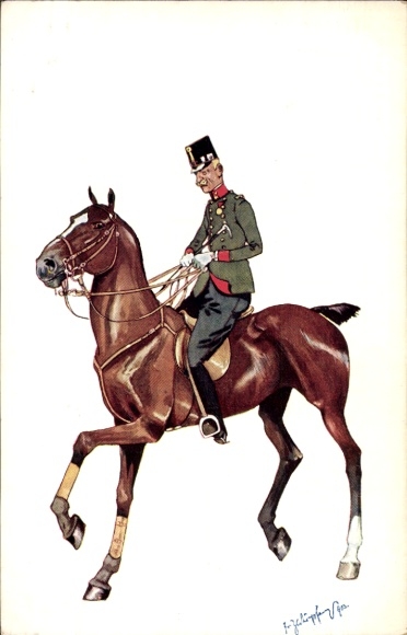Künstler Ak Schönpflug, F., Österreichischer Soldat zu Pferde