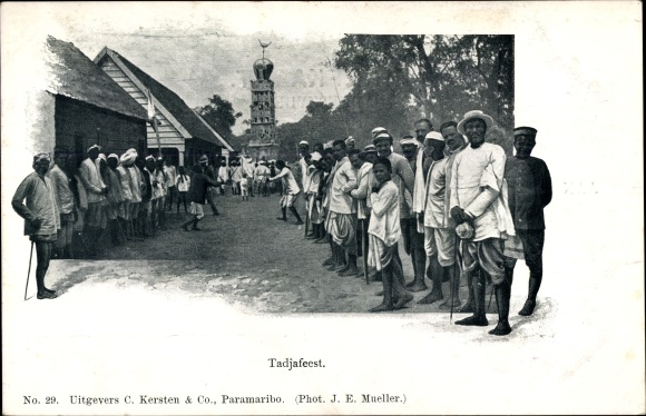 Postcard Paramaribo Suriname, Tadja party