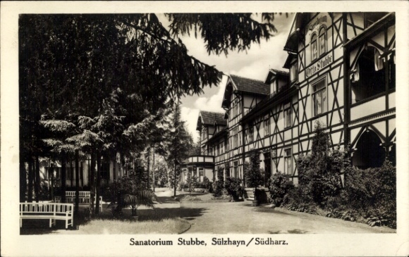 Ak Sülzhayn Ellrich Thüringen, Sanatorium Stubbe, Fachwerkhaus
