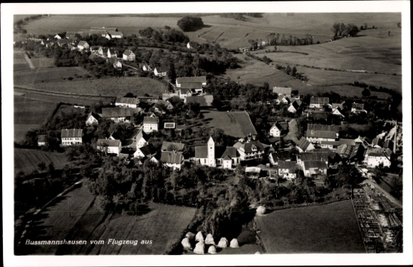Postcard Bussmannshausen Bußmannshausen Schwendi in Upper Swabia Württemberg, aerial photograph of rural