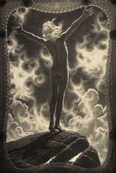 Art Nouveau artist Postcard Fidus, Prayer of Light, handprint, No. 35