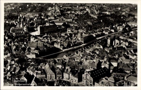 Postcard Bamberg in Upper Franconia, aerial photograph, Michaelsberg