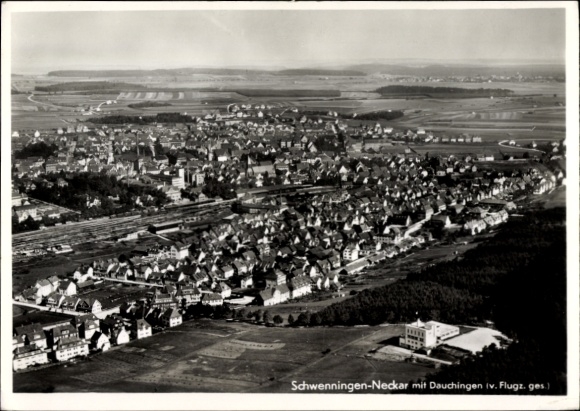 Ak Schwenningen am Neckar, luchtfoto, Dauchingen