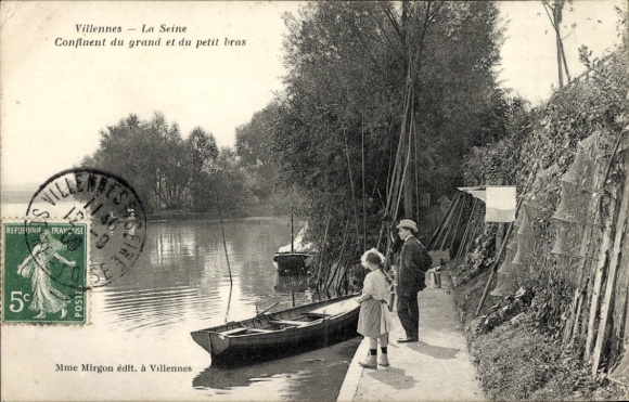 Postcard Villennes sur Seine Yvelines, Confluent du grand et du petit bras