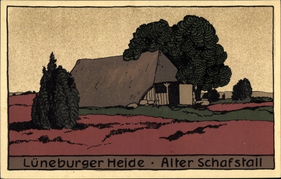 Steindruck Ak Lüneburger Heide Niedersachsen, Alter Schafstall