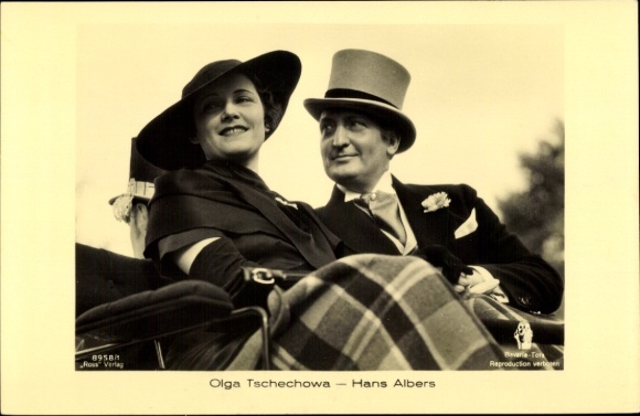 Postcard actress Olga Tschechowa, actor Hans Albers