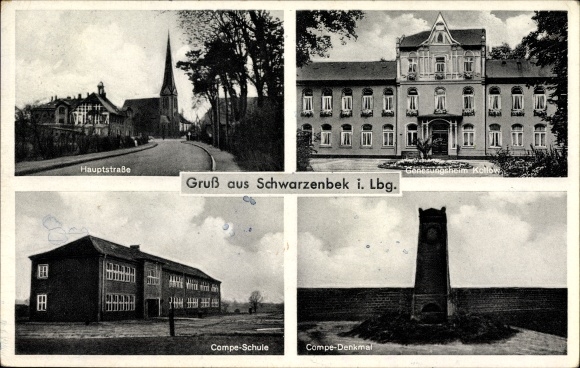 Ak Schwarzenbek in Sleeswijk-Holstein, hoofdstraat, herstellingsoord Kollow, school